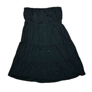 TIBI Strapless Dress Tiered Black Rayon Spandex Size Small‎